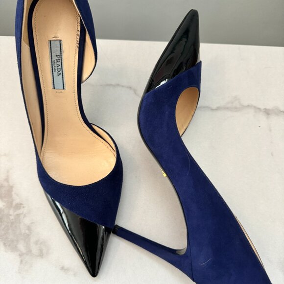 Blue and Black Authentic Prada Pumps - Picture 2 of 10